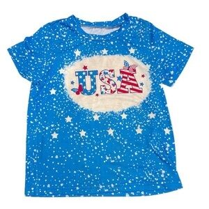 5T/5 Girls USA Bleached Boutique Short Sleeve Shirt